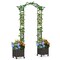 82” Black PE-Coated Metal Garden Arbor with 2 Planter Boxes – Rustproof Climbing Plant Support